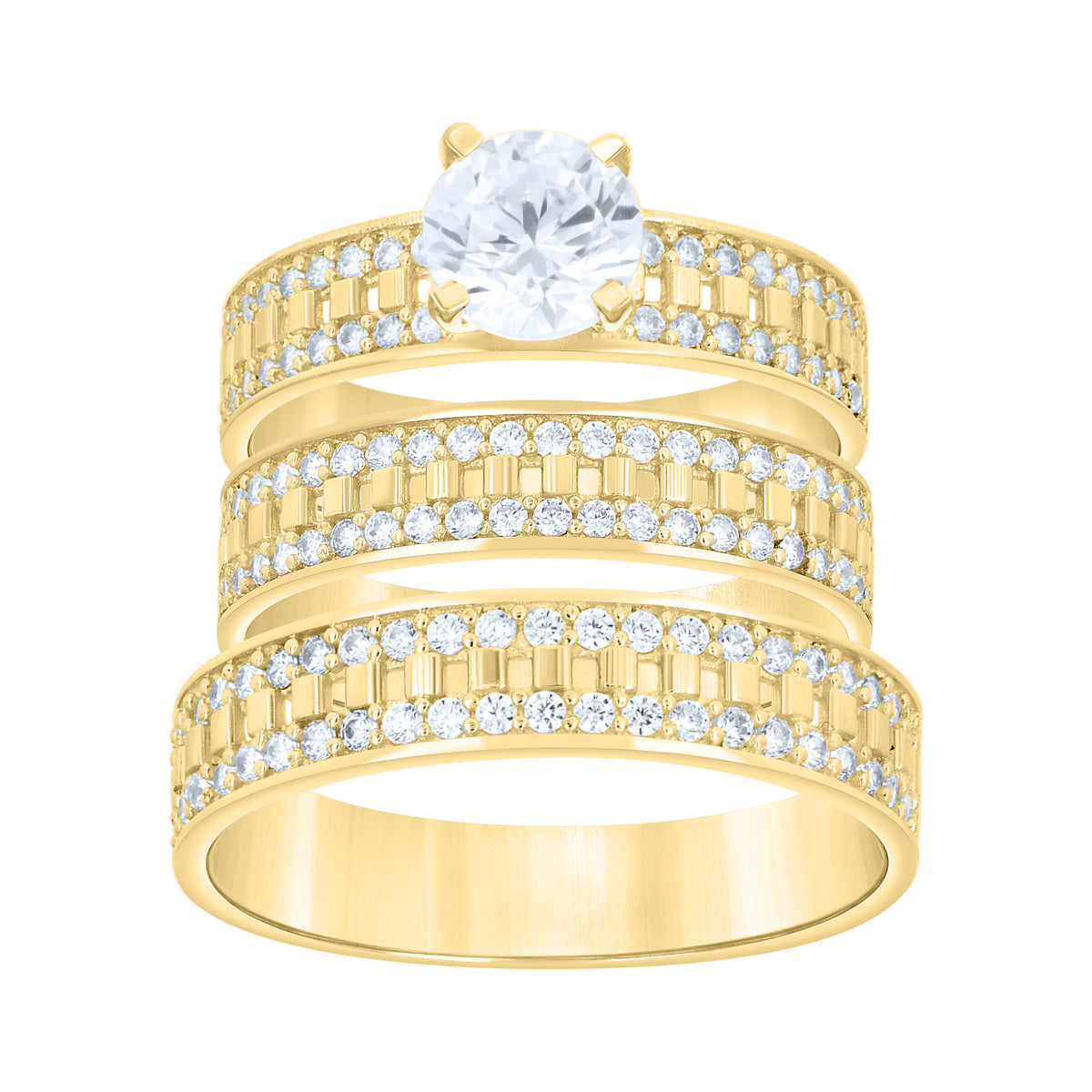 14K Gold Trio Cubic Zirconia Ring