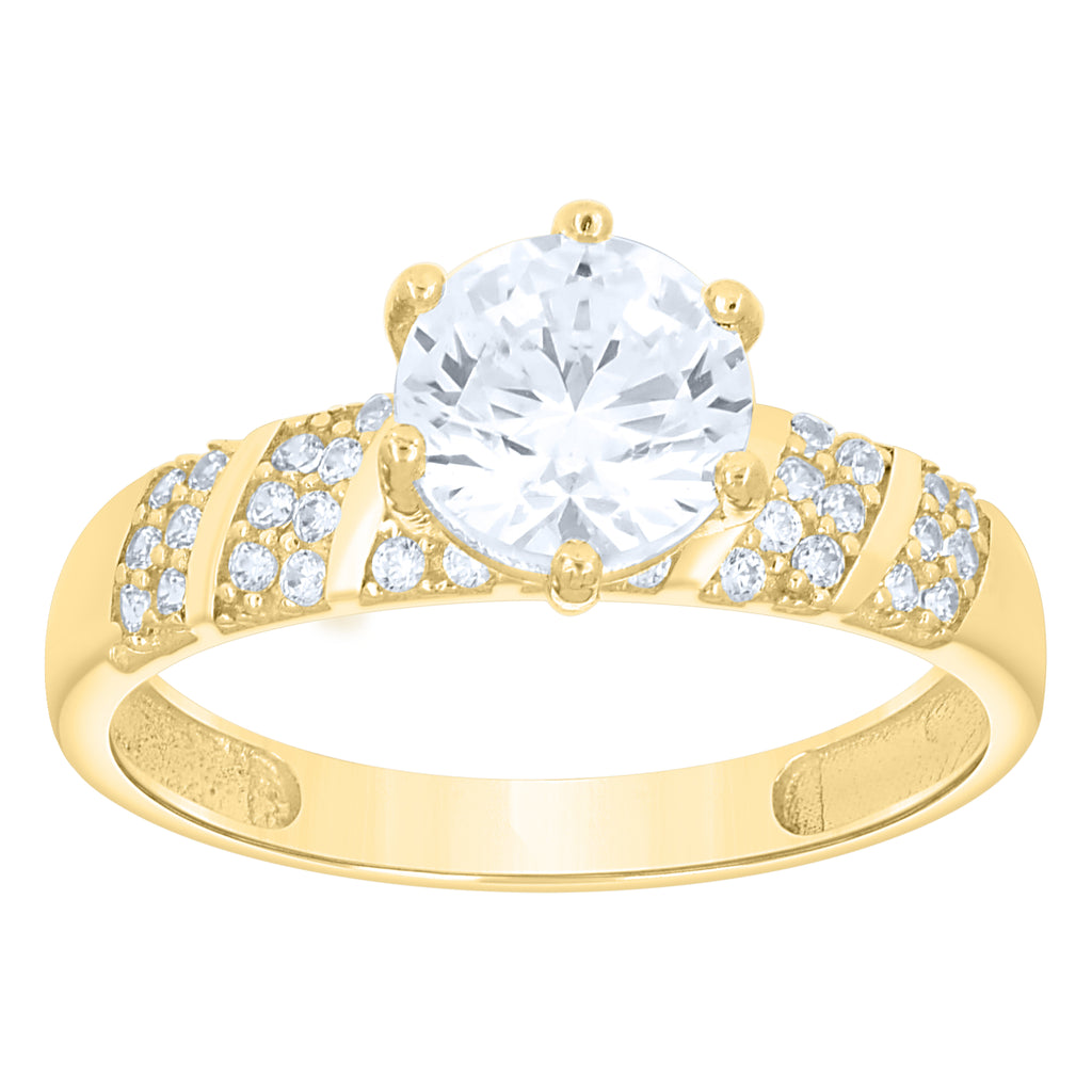 14K Gold Trio Cubic Zirconia Ring