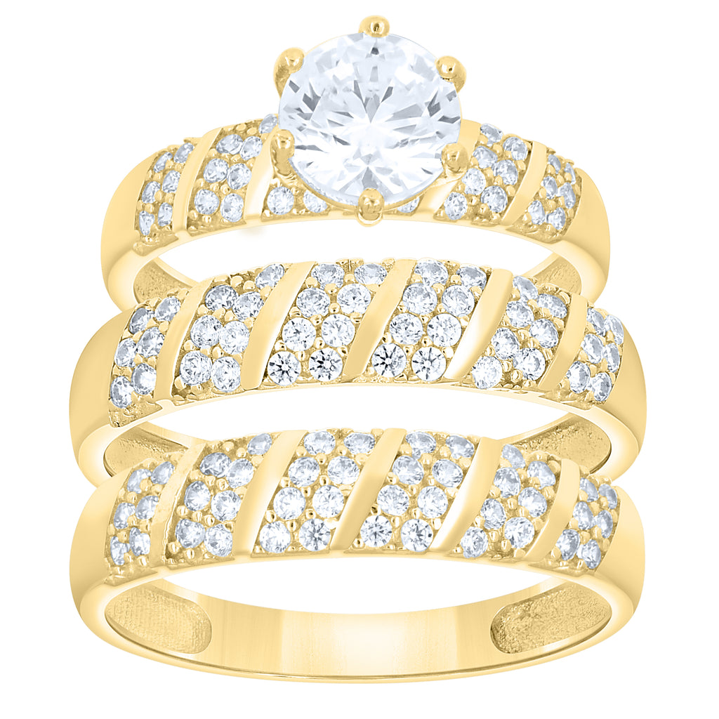 14K Gold Trio Cubic Zirconia Ring