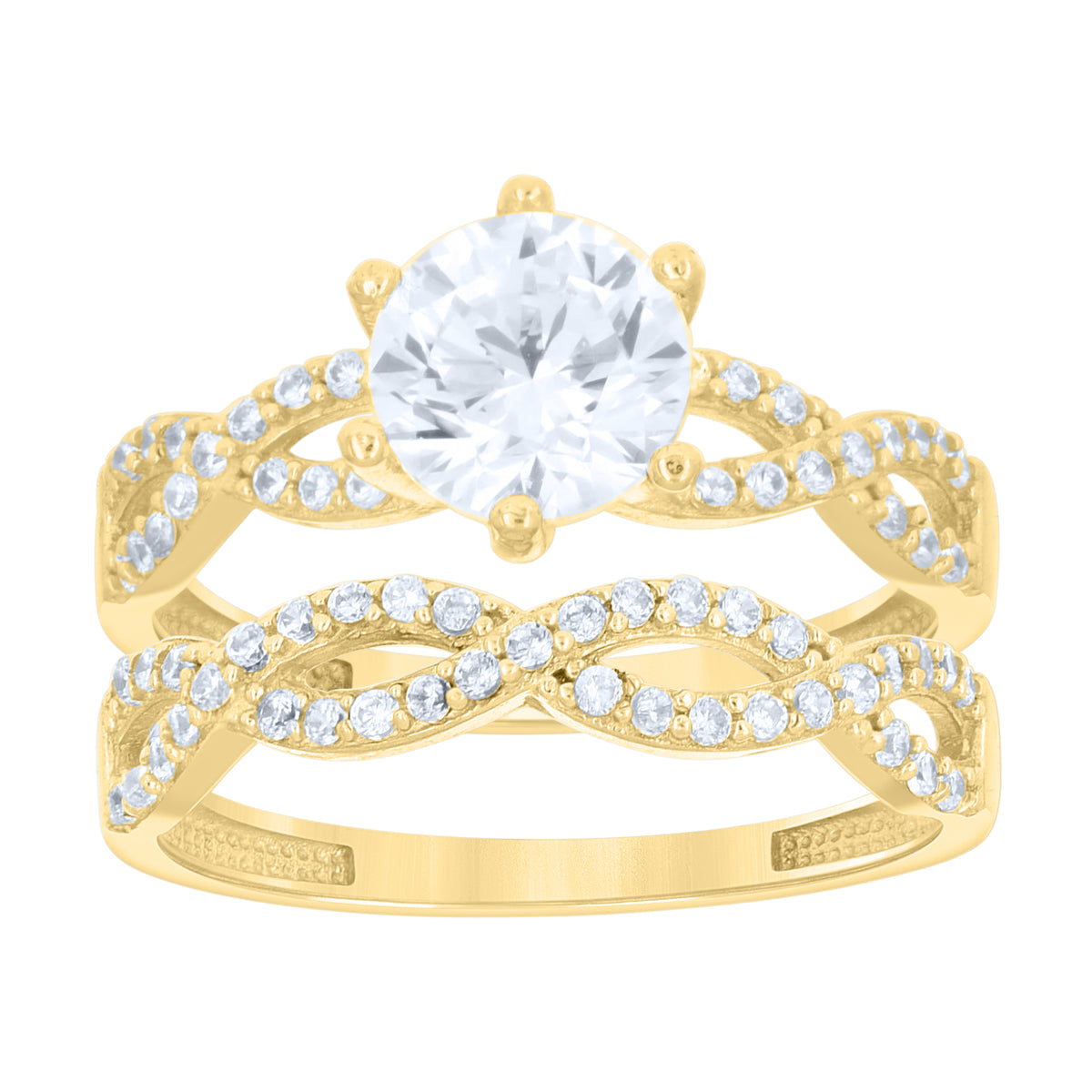 14K Gold Duo Cubic Zirconia Ring