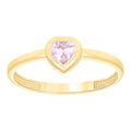 10K Yellow Gold Womens Pink Heart Cubic-Zirconia Heart Ring