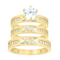 10K Yellow Gold His & Her Cubic-Zirconia Trio Ring Set