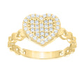 10K Yellow Gold Womens Cubic-Zirconia Heart Ring