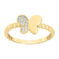 10K Yellow Gold Womens Cubic-Zirconia Beaded Butterfly Ring
