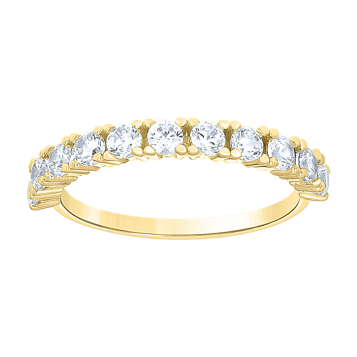 10K Yellow Gold Womens Cubic-Zirconia Semi-Eternity Band Ring
