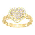 10K Yellow Gold Womens Pink White Cubic-Zirconia Heart Ring
