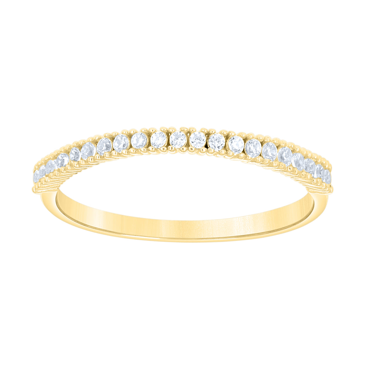 10K Yellow Gold Womens Cubic-Zirconia Semi-Eternity Band Ring