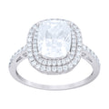 925 Sterling Silver Womens Cushion-Cut Round Moissanite Halo Engagement Ring