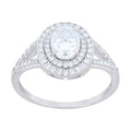 925 Sterling Silver Womens Oval Round Moissanite Halo Engagement Ring Size 9