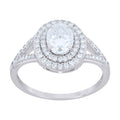 925 Sterling Silver Womens Oval Round Moissanite Halo Engagement Ring