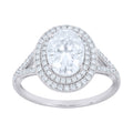 925 Sterling Silver Womens Oval Round Moissanite Halo Engagement Ring Size 9