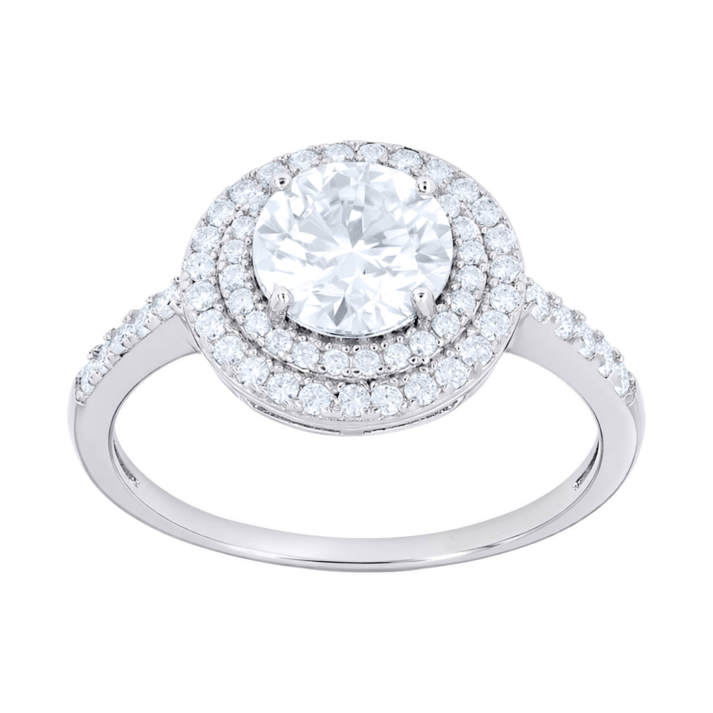 925 Sterling Silver Womens Moissanite Halo Engagement Ring Size 8