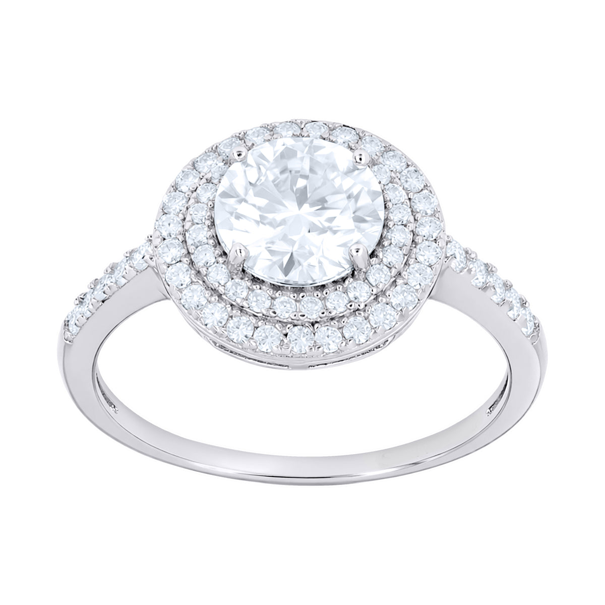 925 Sterling Silver Womens Moissanite Halo Engagement Ring Size 6