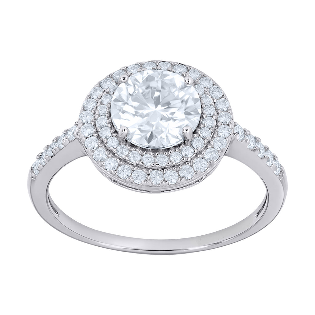 925 Sterling Silver Womens Moissanite Halo Engagement Ring Size 11