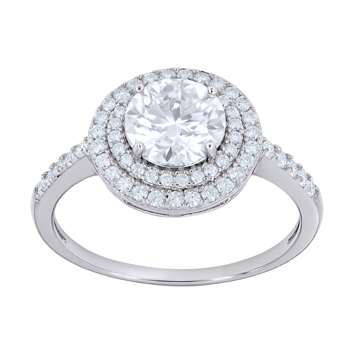 925 Sterling Silver Womens Moissanite Halo Engagement Ring Size 7