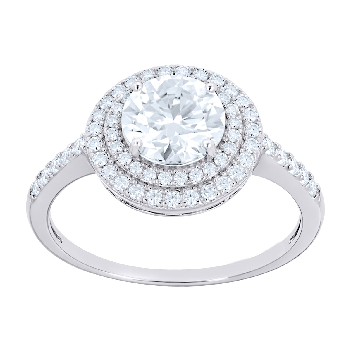 925 Sterling Silver Womens Moissanite Halo Engagement Ring Size 10