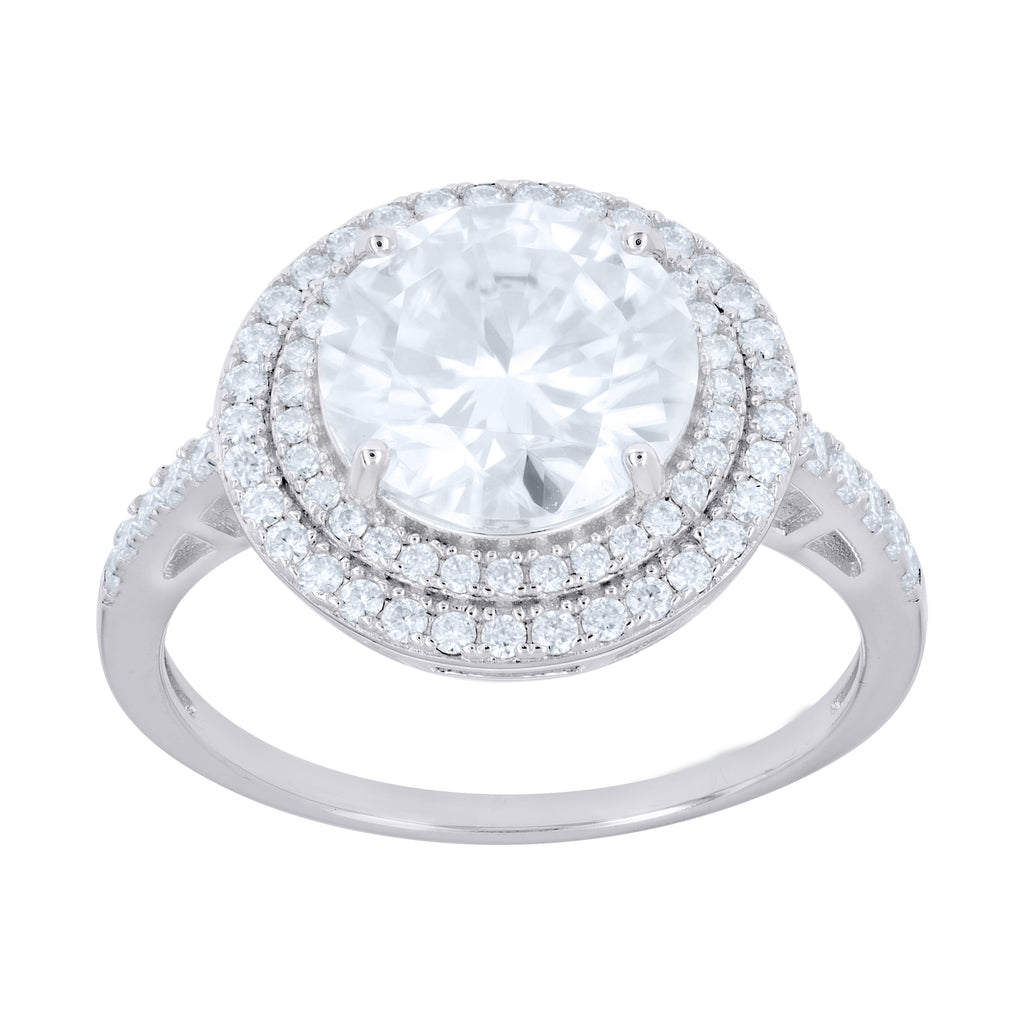 925 Sterling Silver Womens Moissanite Halo Engagement Ring Size 8