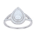 925 Sterling Silver Womens Pear Round Moissanite Teardrop Engagement Ring Size 7