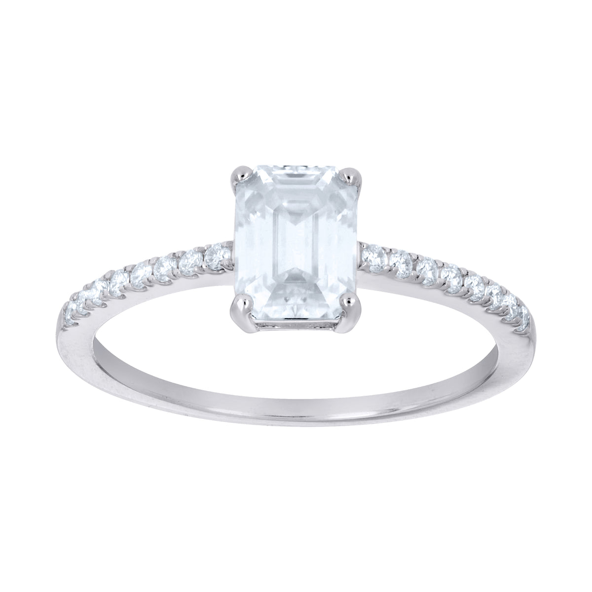 925 Sterling Silver Womens Emerald Round Moissanite Engagement Ring Size 9
