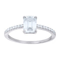 925 Sterling Silver Womens Emerald Round Moissanite Engagement Ring Size 8