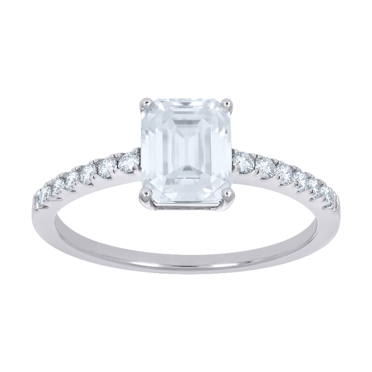 925 Sterling Silver Womens Emerald Round Moissanite Engagement Ring Size 9
