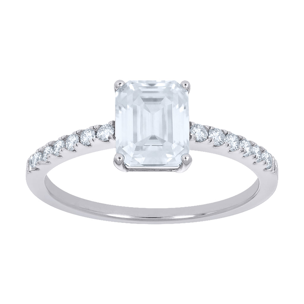 925 Sterling Silver Womens Emerald Round Moissanite Engagement Ring Size 11