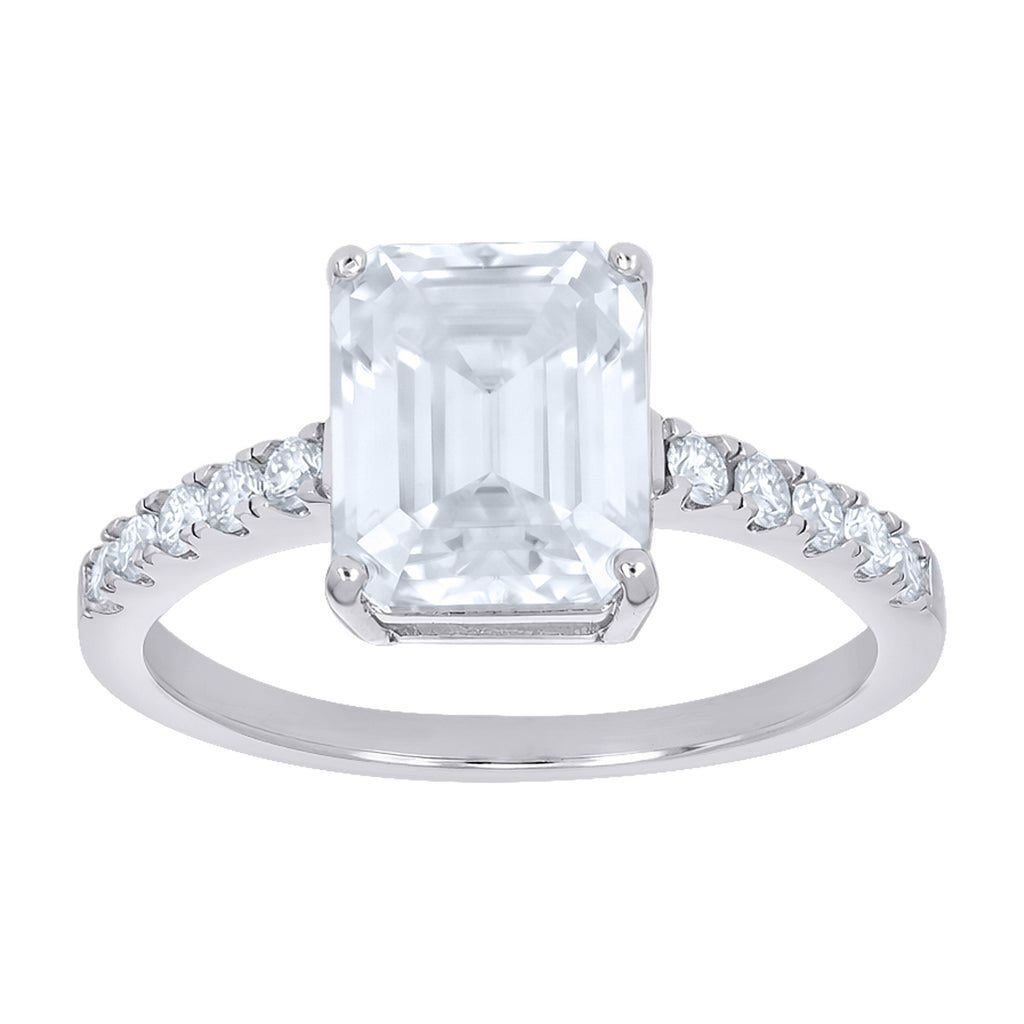 925 Sterling Silver Womens Emerald Round Moissanite Engagement Ring Size 11