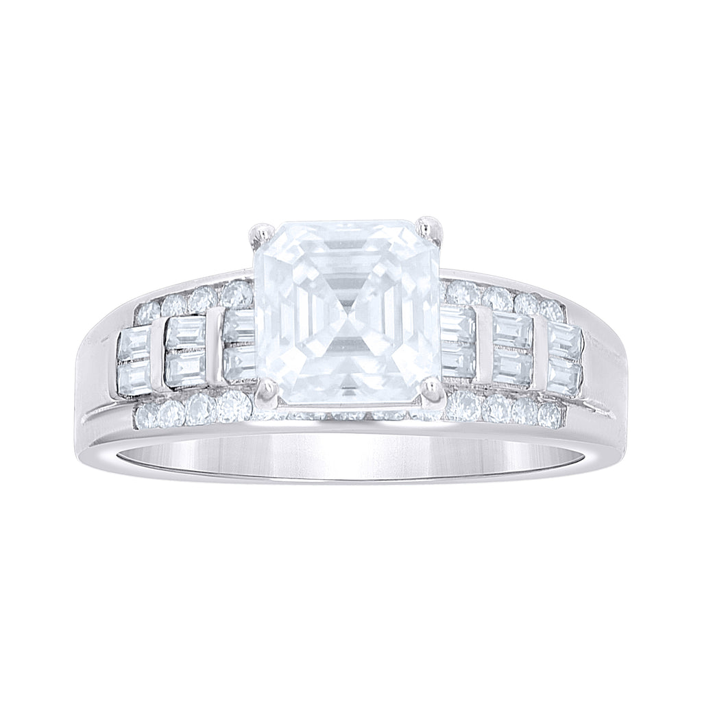 925 Sterling Silver Womens Moissanite Engagement Ring