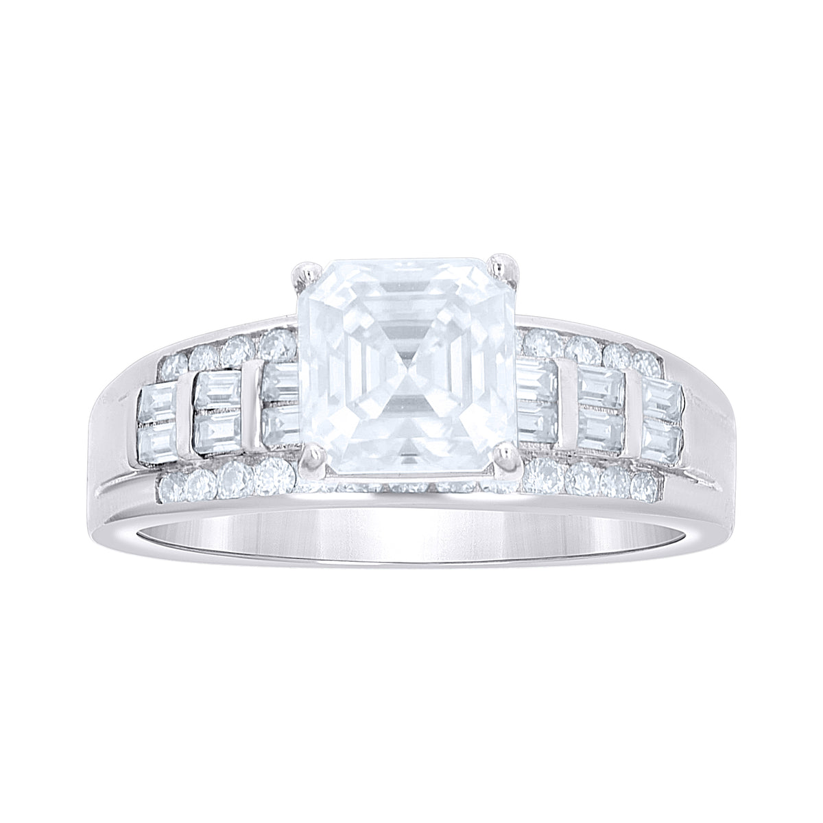925 Sterling Silver Womens Moissanite Engagement Ring