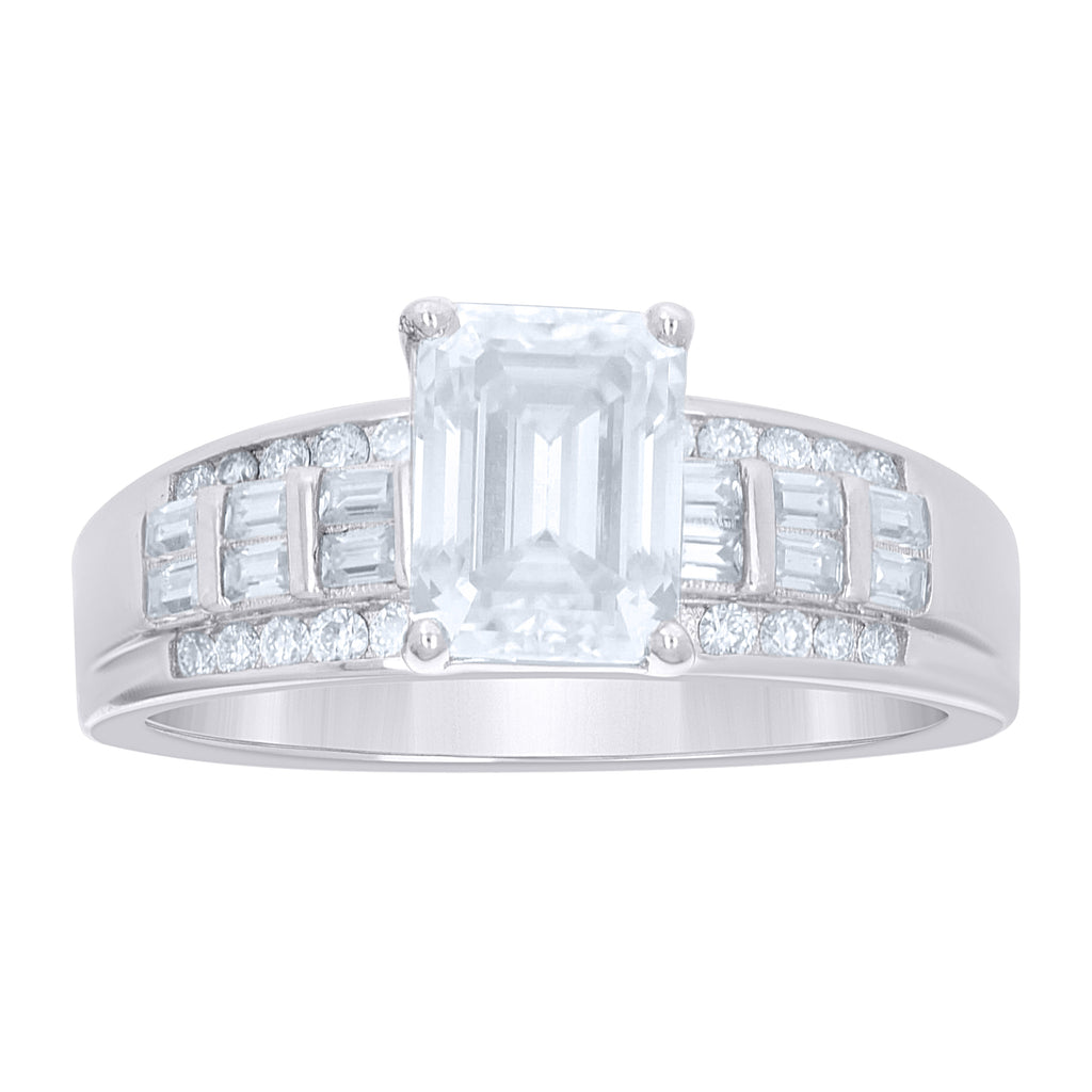 925 Sterling Silver Womens Moissanite Engagement Ring