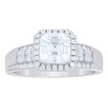 925 Sterling Silver Womens Moissanite Engagement Ring