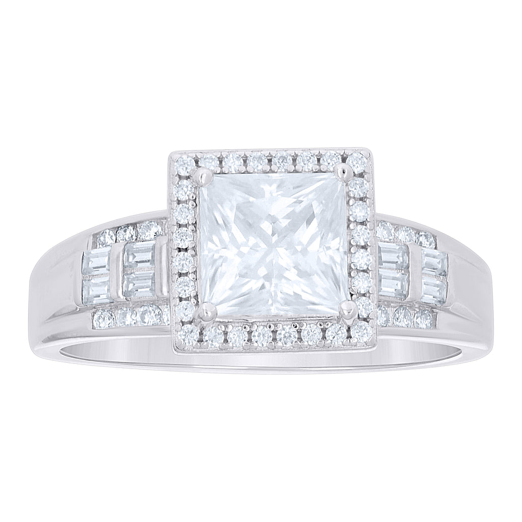 925 Sterling Silver Womens Moissanite Engagement Ring S10