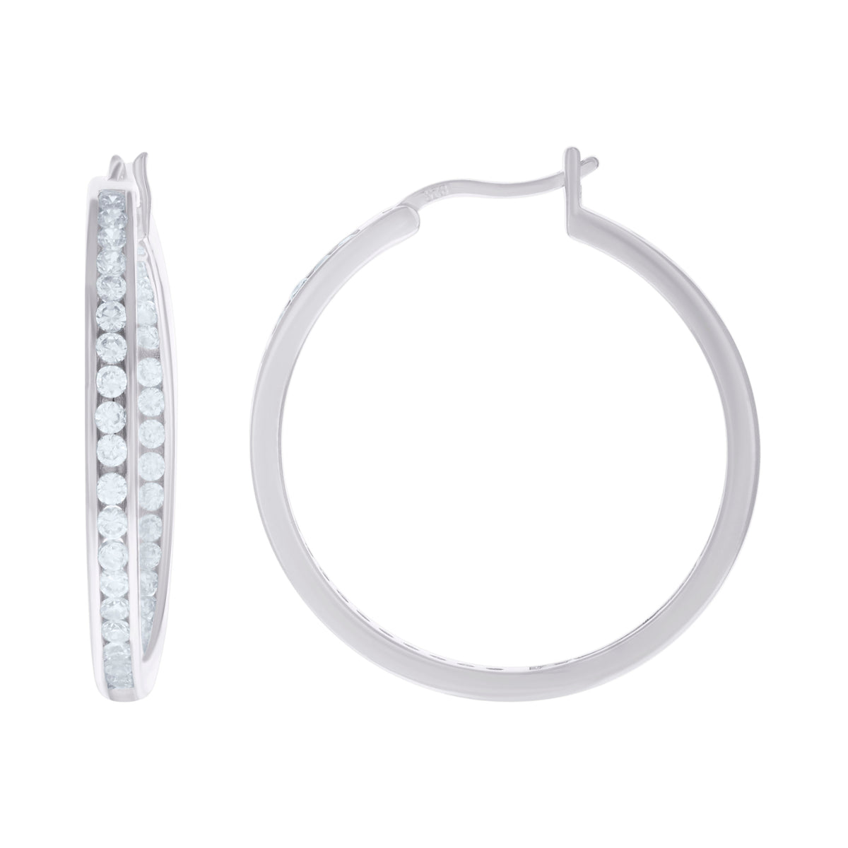 925 Sterling Silver Yellow-Tone Womens Cubic Zirconia Single Row Huggie Hoop Earrings