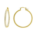 925 Sterling Silver Yellow-Tone Womens Cubic Zirconia Single Row Huggie Hoop Earrings