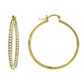 925 Sterling Silver Yellow-Tone Womens Cubic Zirconia Single Row Huggie Hoop Earrings
