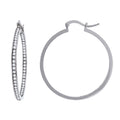 925 Sterling Silver Womens Cubic Zirconia Single Row Huggie Hoop Earrings