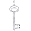 925 Sterling Silver Mens Cubic Zirconia Key Charm Pendant