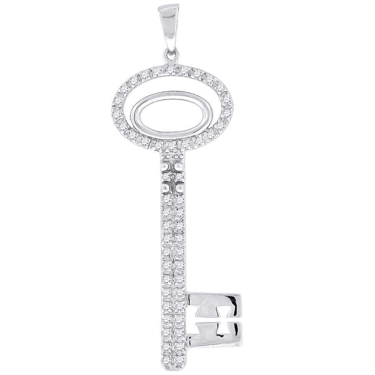 925 Sterling Silver Mens Cubic Zirconia Key Charm Pendant
