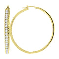 925 Sterling Silver Yellow-Tone Womens Cubic Zirconia Single Row Huggie Hoop Earrings
