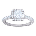925 Sterling Silver Womens CZ Size-6 Princess-Cut Center Stones Bridal Wedding Anniversary Engagement Ring Band