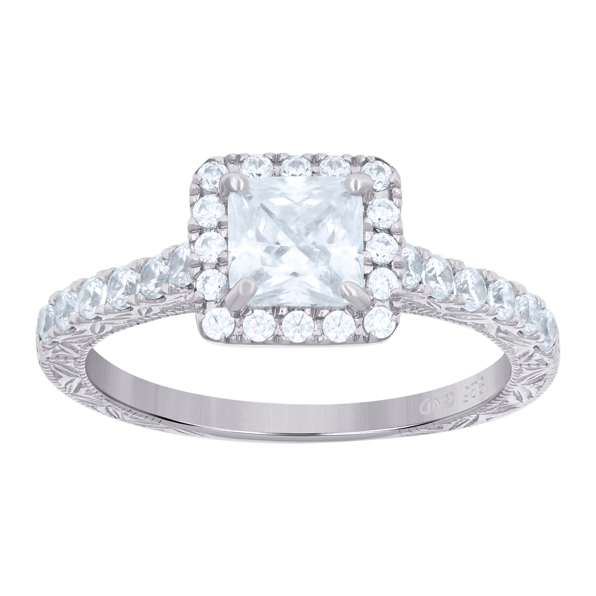 925 Sterling Silver Womens CZ Size-9 Princess-Cut Center Stones Bridal Wedding Anniversary Engagement Ring Band