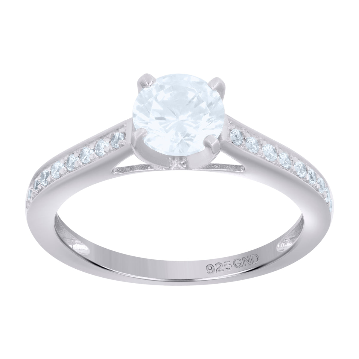 925 Sterling Silver Womens Cubic Zirconia Size-7 Round Center Stone Bridal Wedding Anniversary Engagement Ring Band