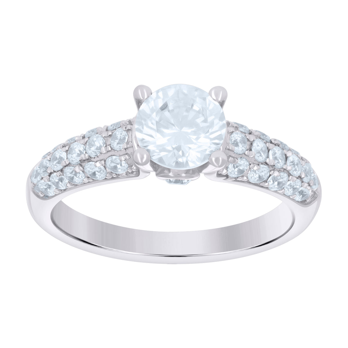 925 Sterling Silver Womens Cubic Zirconia Size-9 Round Center Stones Bridal Wedding Anniversary Engagement Ring Band