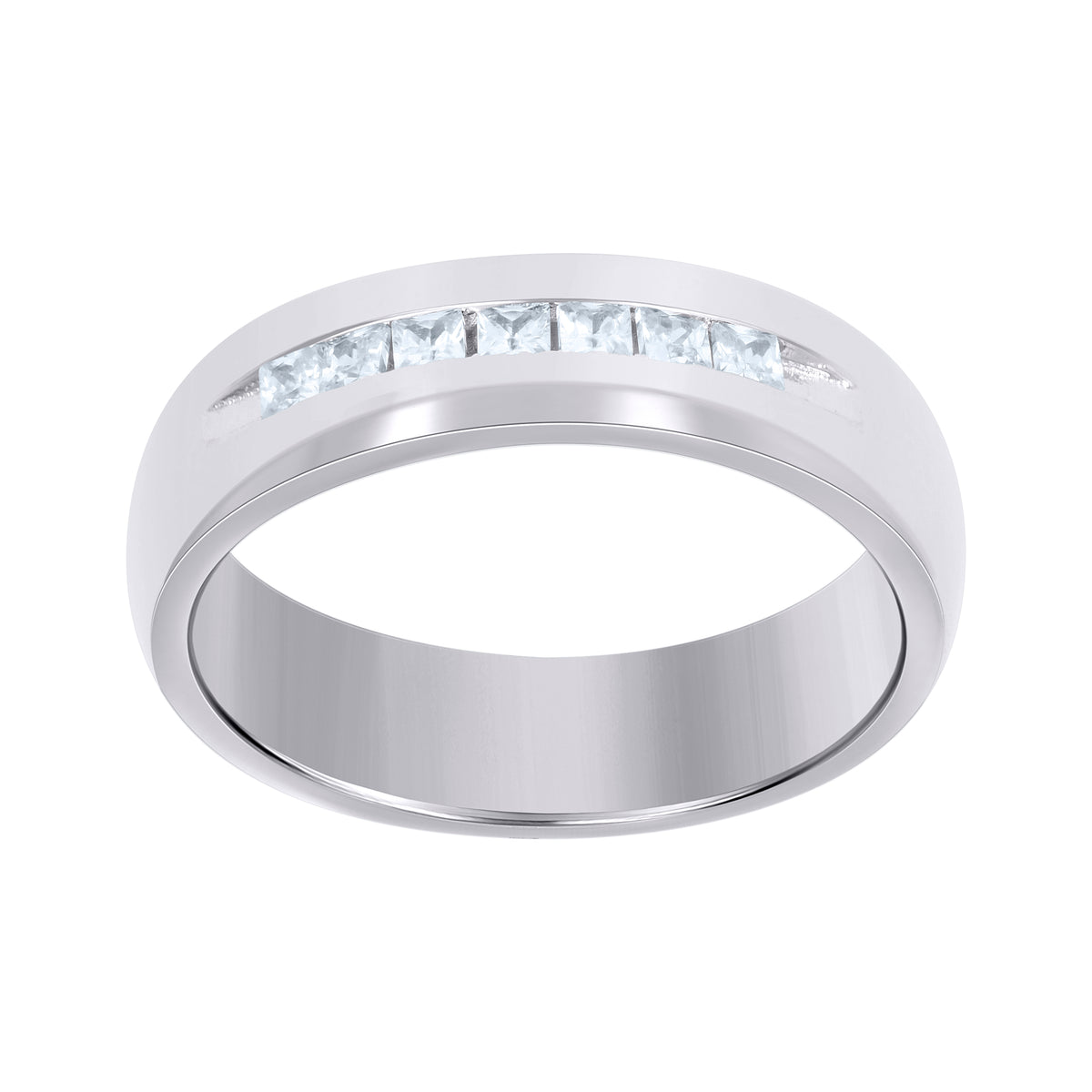 925 Sterling Silver Womens CZ Size-11 Princess-Cut Center Stones Bridal Wedding Anniversary Engagement Ring Band