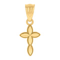10K Yellow Gold Diamond-Cut Womens Cross Religious Charm Pendant