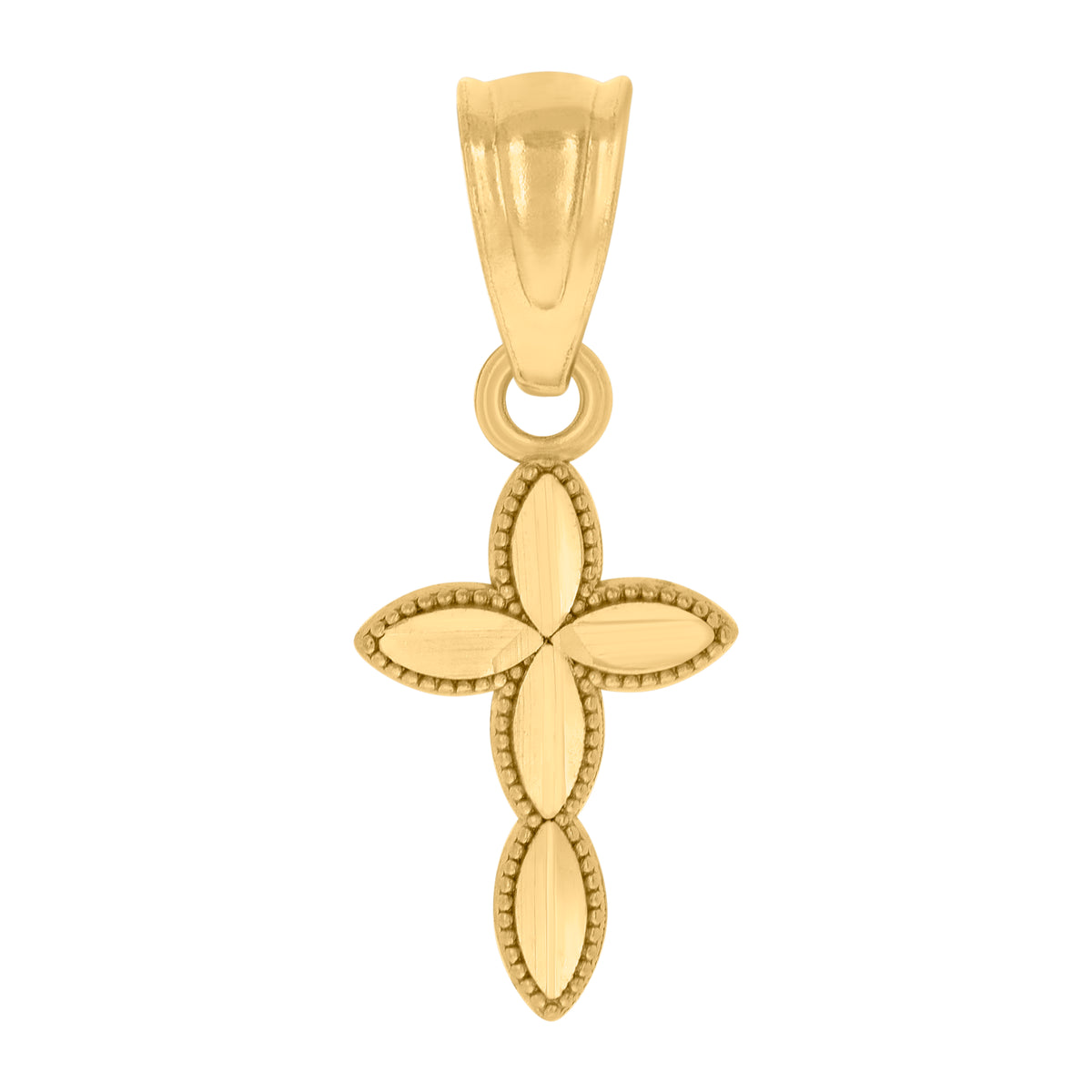 10K Yellow Gold Diamond-Cut Womens Cross Religious Charm Pendant