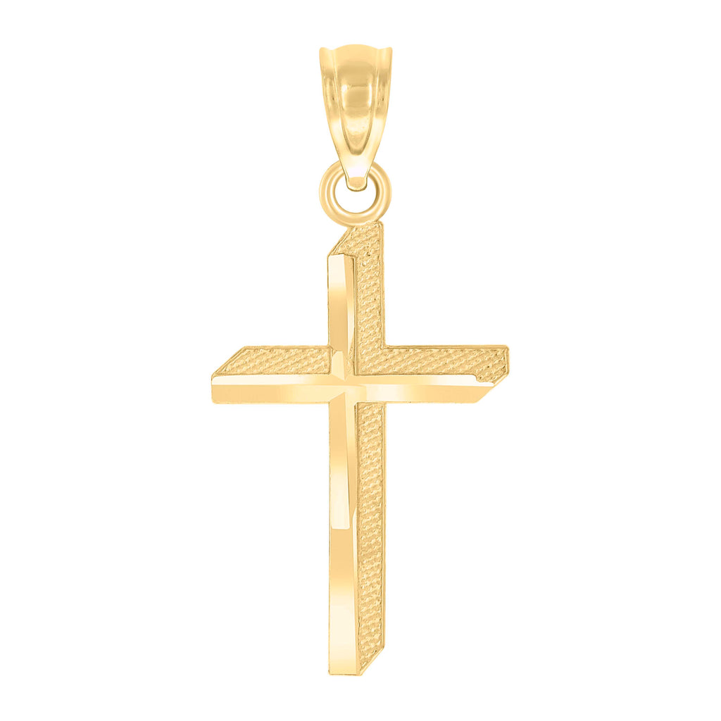 10K Yellow Gold Unisex Cross Religious Charm Pendant