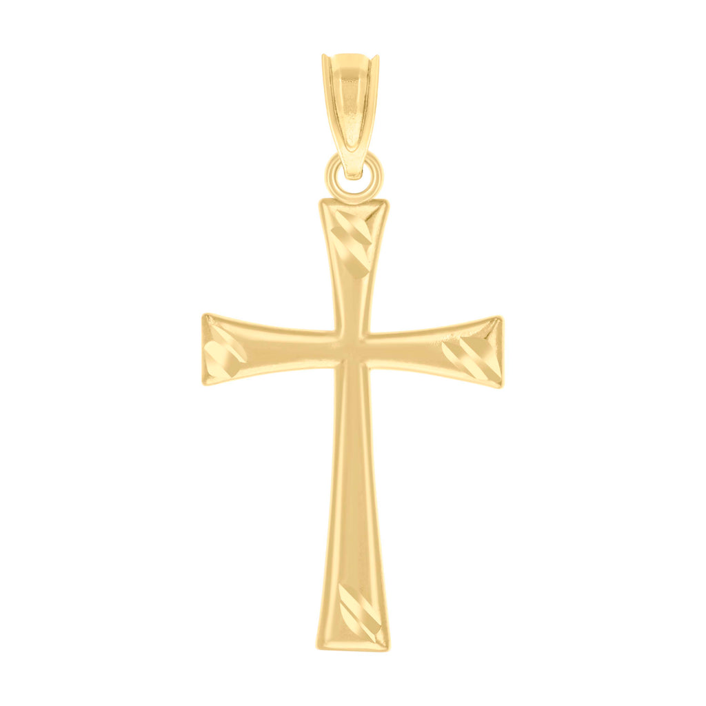 10K Yellow Gold Unisex Cross Religious Charm Pendant