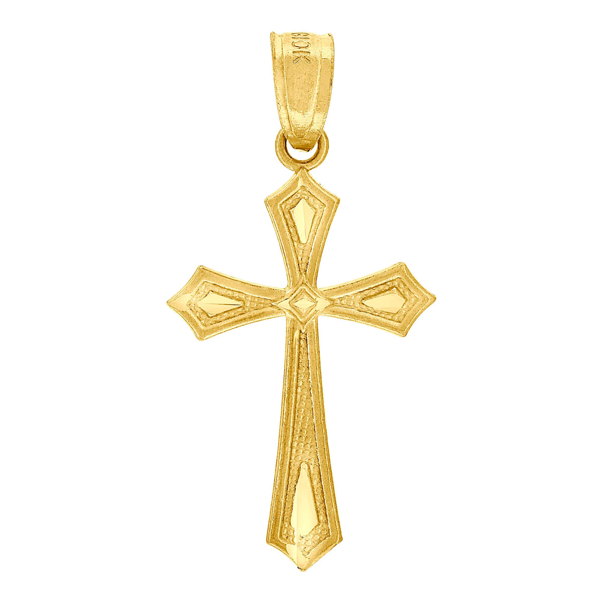 10K Yellow Gold Unisex Cross Religious Charm Pendant