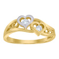 10K Two-Tone Gold Womens Cubic Zirconia Double Heart Ring